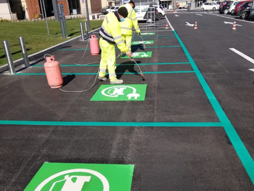 EV Charging stenciling in San Antonio Texas